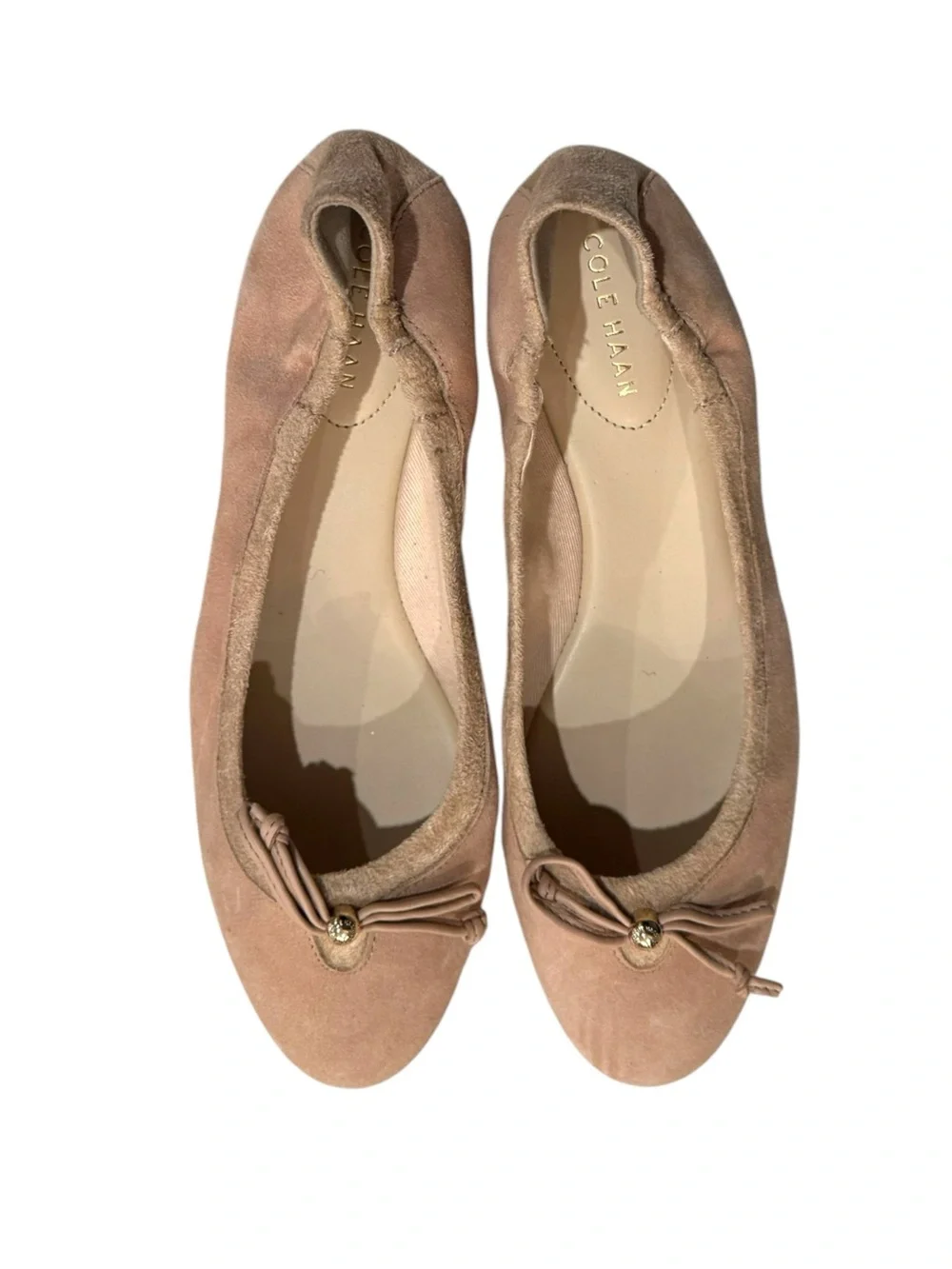 Cole Haan Blush Pink Suede Bow Ballet Flats